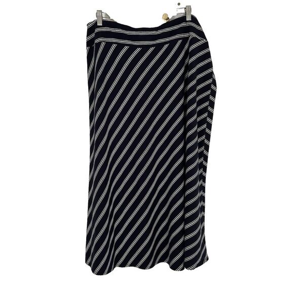 Talbots Skirt Size 2xp 2x Petite Navy Blue White Stripe Pull On Comfort Nautical - Picture 1 of 8